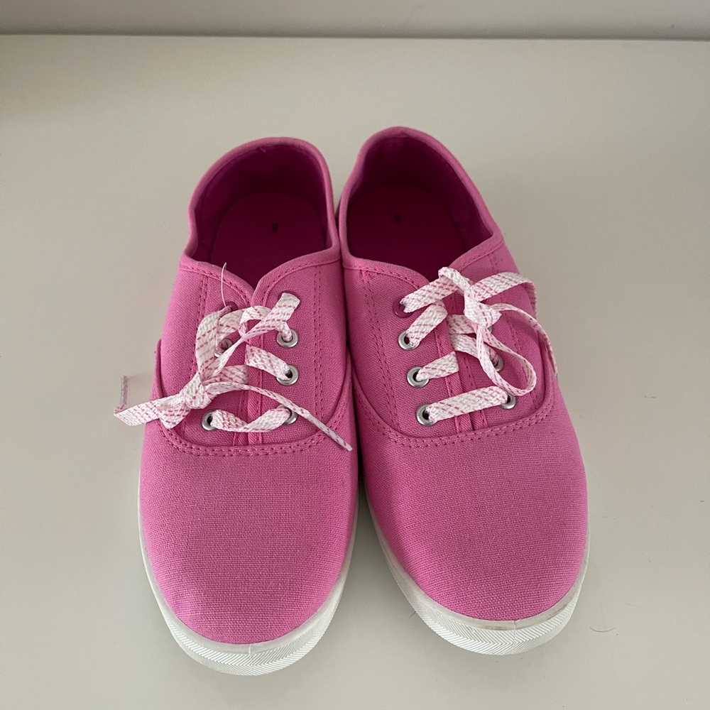 New Pink Canvas Lace-Up Sneakers